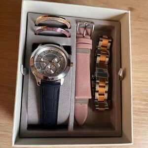 Michael Kors 3 in 1 Watch. black, pink, rose gold